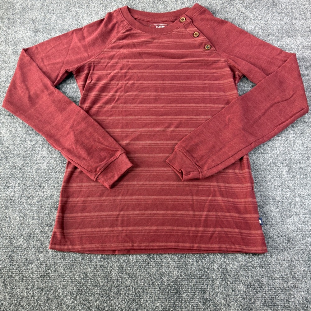 The North Face Top Long Sleeve Striped Button Shoulder Red XS Gorpcore